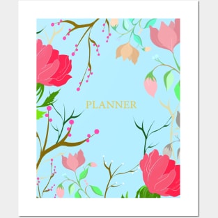 Blue floral art Posters and Art